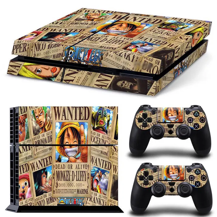 Japan Cartoon One Piece Luffy Pokemon Vinyl Skin Sticker for PS4 Slim Console and 2 Controllers Decal Cover Game Accessories 
