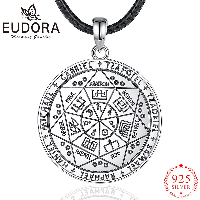 

Eudora New 925 Sterling Silver Seal of Seven Archangel Necklace Vintage Amulet Pendant Men Women Personality Jewelry Gift