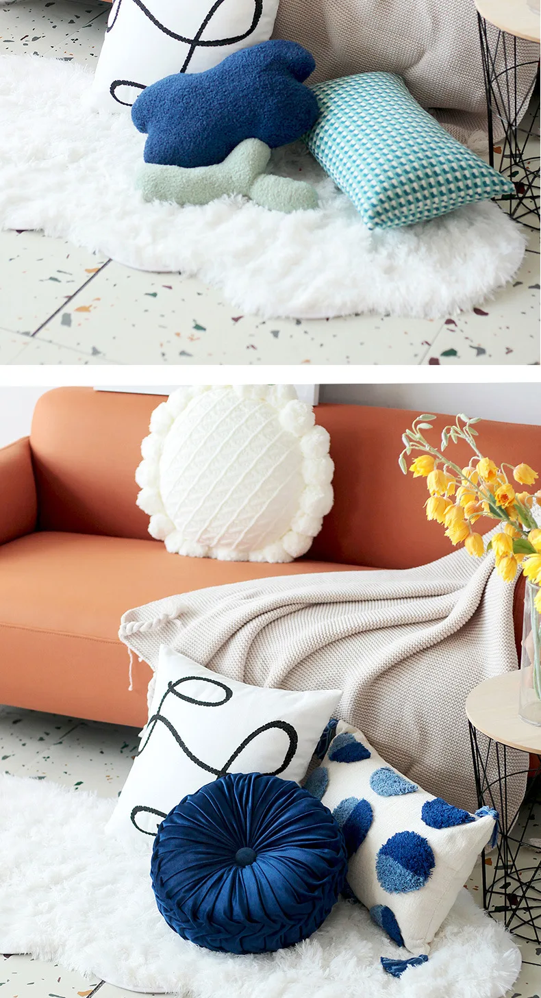 Nordische moderne Luxus-Kissenbezüge, minimalistische Gänseblümchen-Blumen-Dekokissenhüllen für Wohnzimmer, Schlafzimmer, Heimdekoration – Detail 6