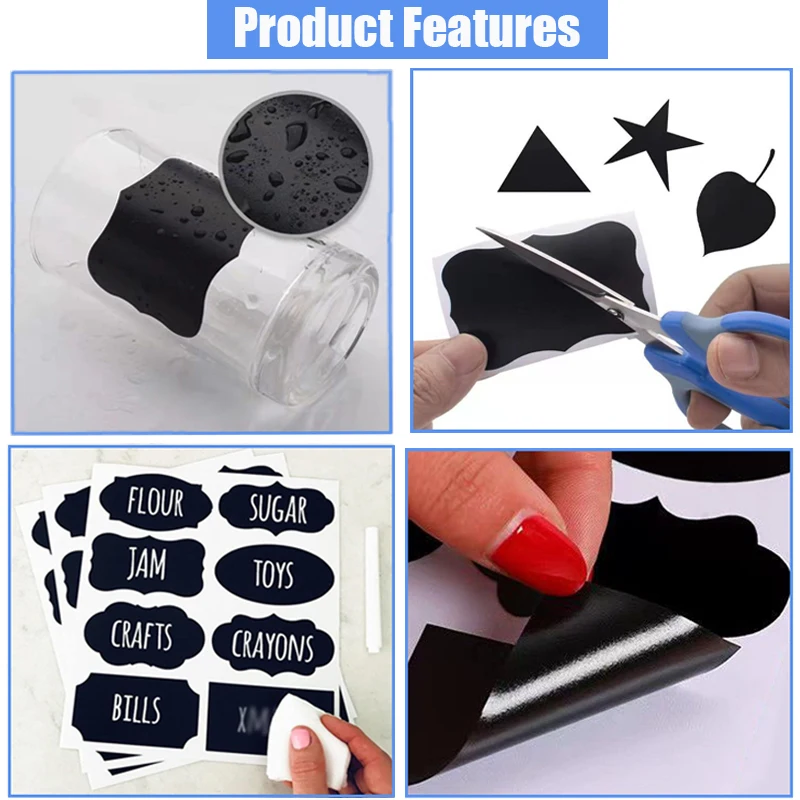 Label Stickers Jars Erasable Chalkboard Waterproof Craft Kitchen Blackboard Bottle Tag 8-52PCS/Set