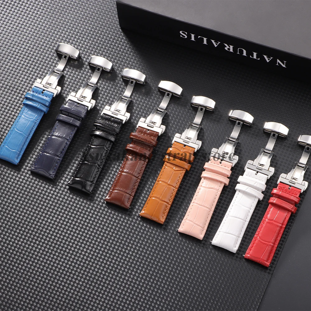 Elegant Leather Watch Strap with Quick Release and Butterfly Buckle - Premium Business Collection