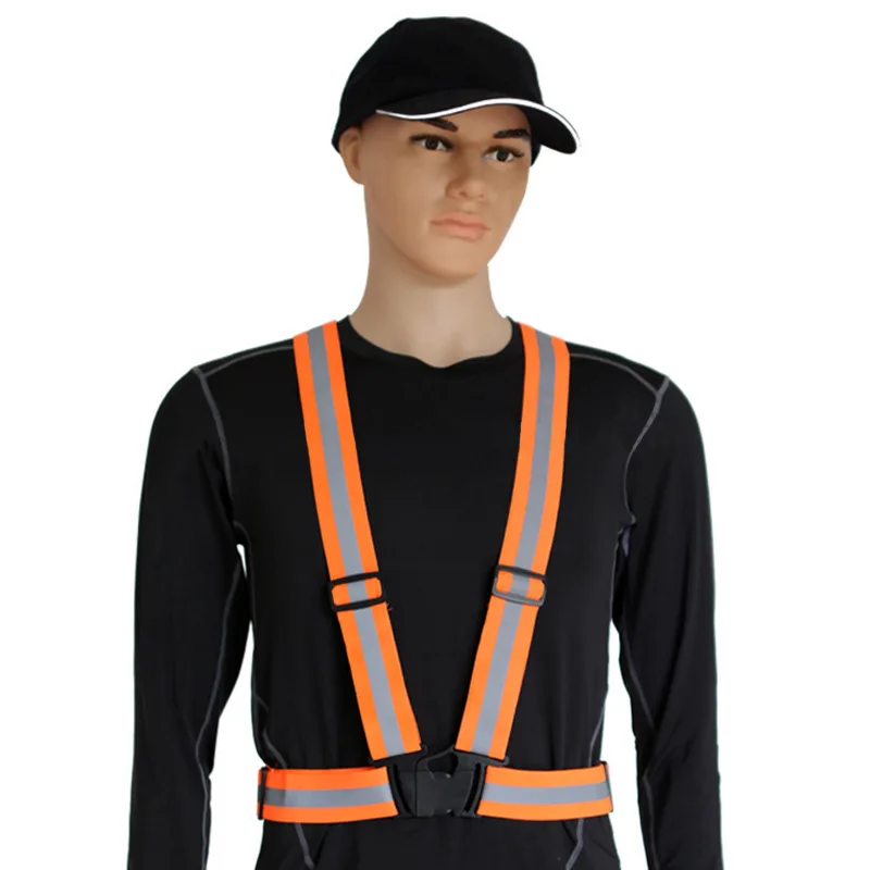 Adjustable Safety Reflective Visibility Striped Vest Jacket Elastic Highlight For Night Security Running Riding Cycling Sports reflective safety vest reflective safety jacket