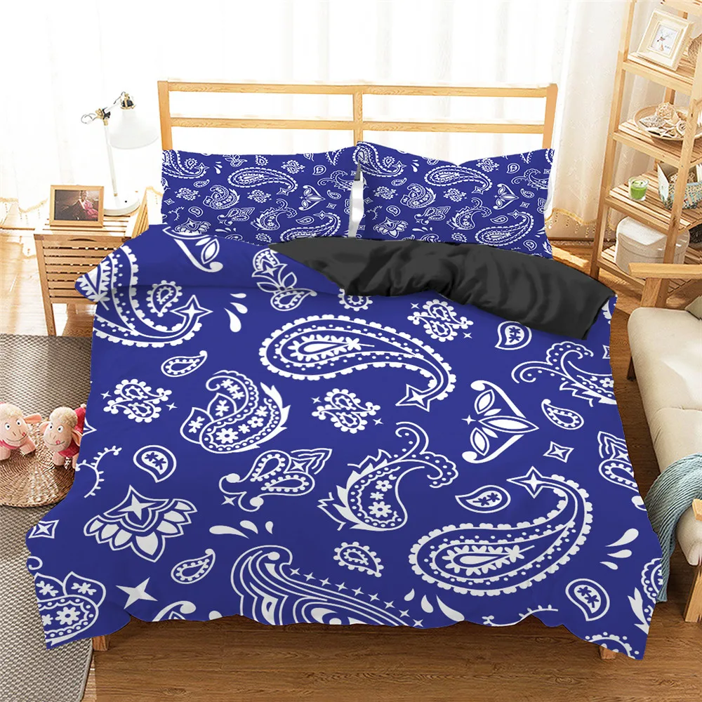 Bandana Printed Bedding Sets Comfortable Duvet Cover with Pillowcase Paisley Flora Bedding Decor Single Double Queen King Size 