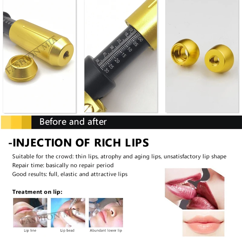 2in1 Needleless Atomizer Wrinkle Removal Skin Care Tools Pen 0.3ml&0.5ml two head gold hyaluronic acid pen lip filling injecton