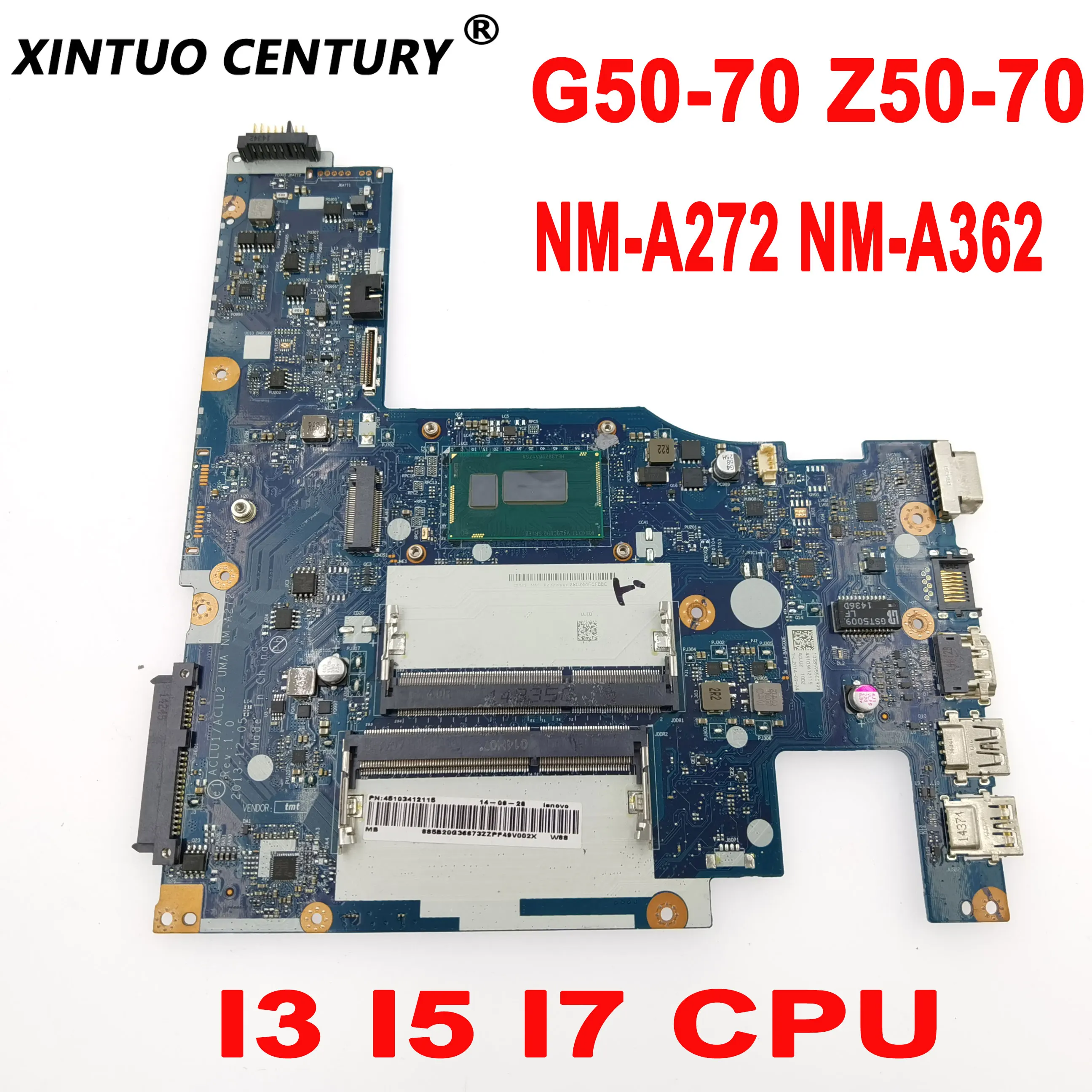 

ACLU1/ACLU2 NM-A272 NM-A362 motherboard for Lenovo G50-70 G50-70M Z50-70 laptop motherboard I3 I5 I7 CPU DDR3 100% test work