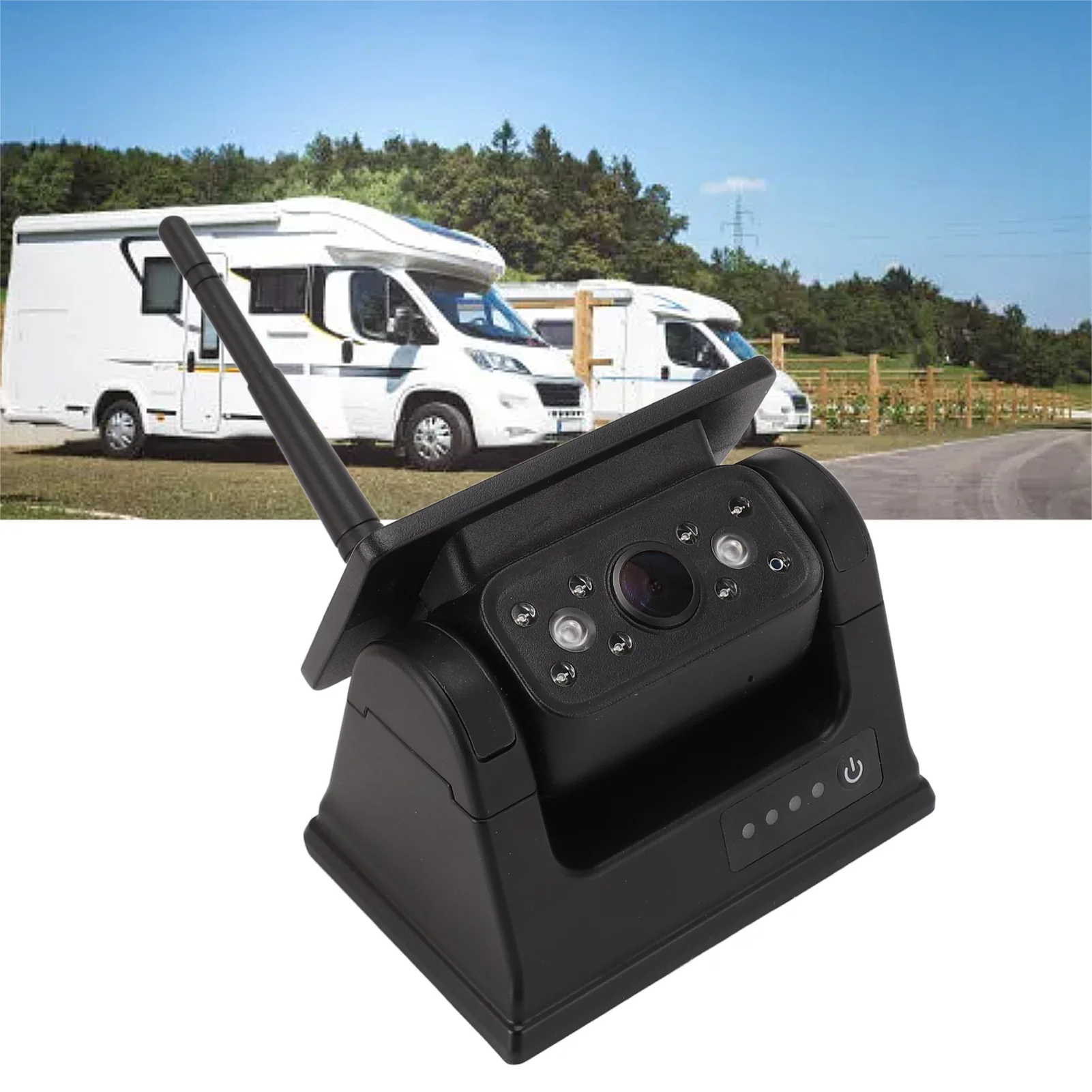 Rear View Camera Built in 9600mAh Battery WiFi Solar Backup Camera Magnetic Base Installation HD 1080P for RV Truck Trailer