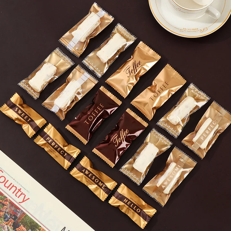 Aluminum Foil Bags for Gold Coffee Sweet Cookie Candy Nougat Package Small Cranberry Machine Sealed