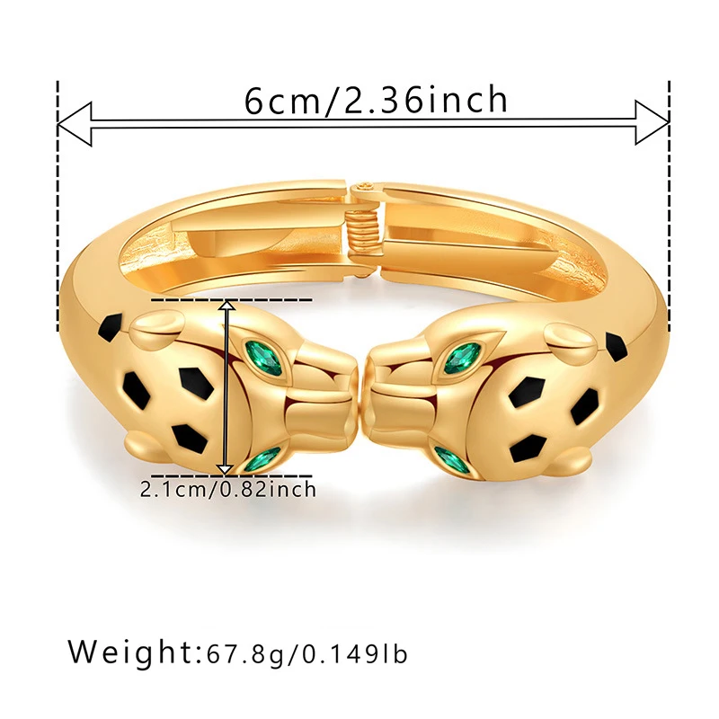 Fashion Gold Plating Leopard Bracelet Animal Bangle for Women Enamel Black Color Statement Cuff Bangle Costume Bracelet Jewelry 3