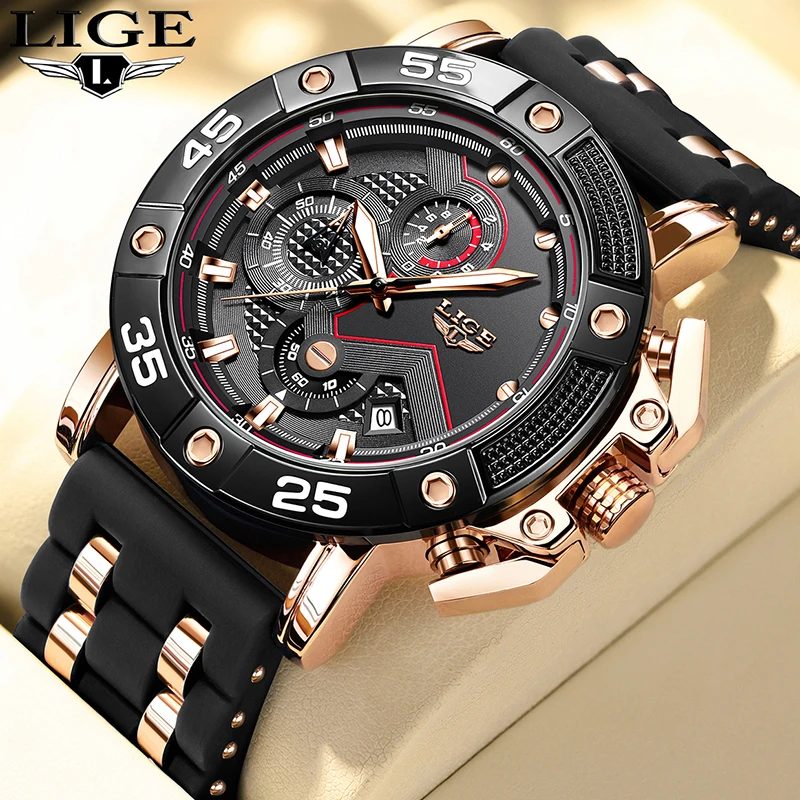 LIGE New Mens Watches Fashion Business Watch Men Military Waterproof Big Dial Watch For Men Quartz Chronograph Male Reloj Hombre