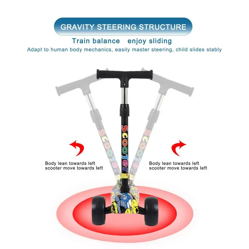 Children Scooter Children's Scooter 3 Wheel Scooter Adjustable steel Flash Wheels Kick for 3-12 Year Foldable Kids Sport Toy