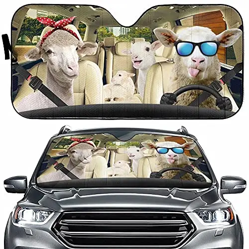 

Lamb Windshield Sun Shad, Blocks UV Rays Sun Visor Protector Sunshade, Foldable Sun Shield Keeps Your Vehicle Cool