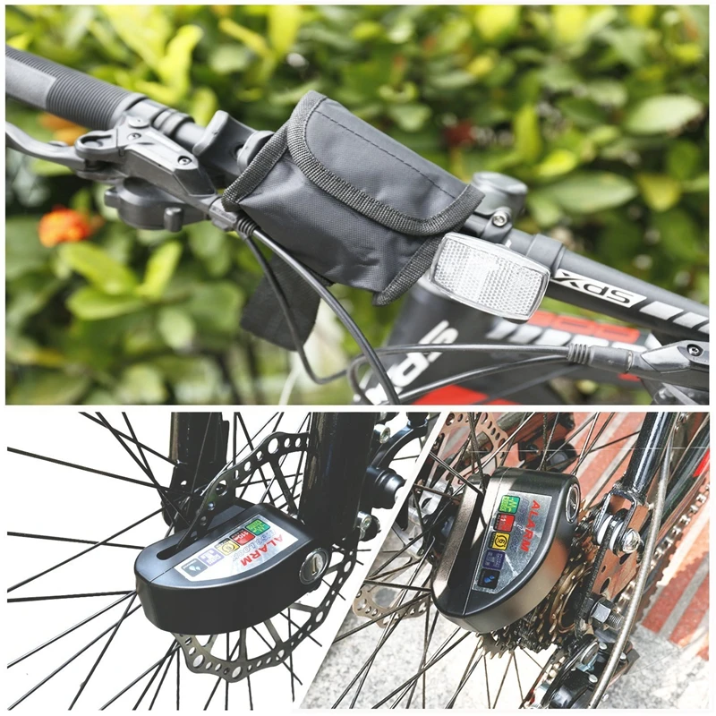 Bike Alarm Lock Motorcycle Disc Brake Lock 110db Loud Security Waterproof Bicycle