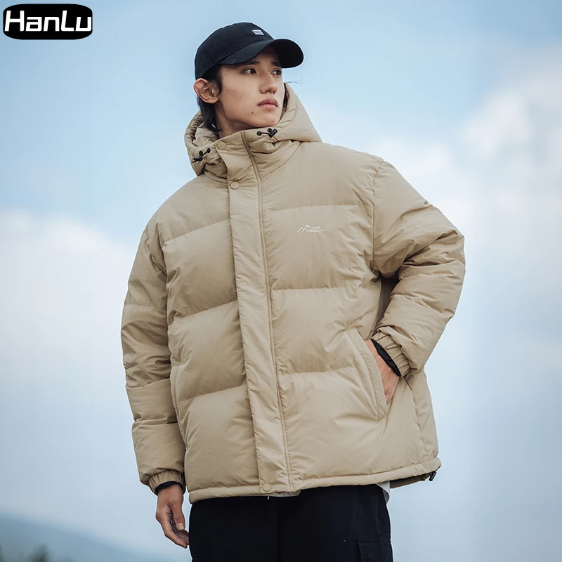 Men's Winter Loose Thickened Hooded Cotton Coat Couple Bread Set Fashion Embroidery Windproof Cotton Coat