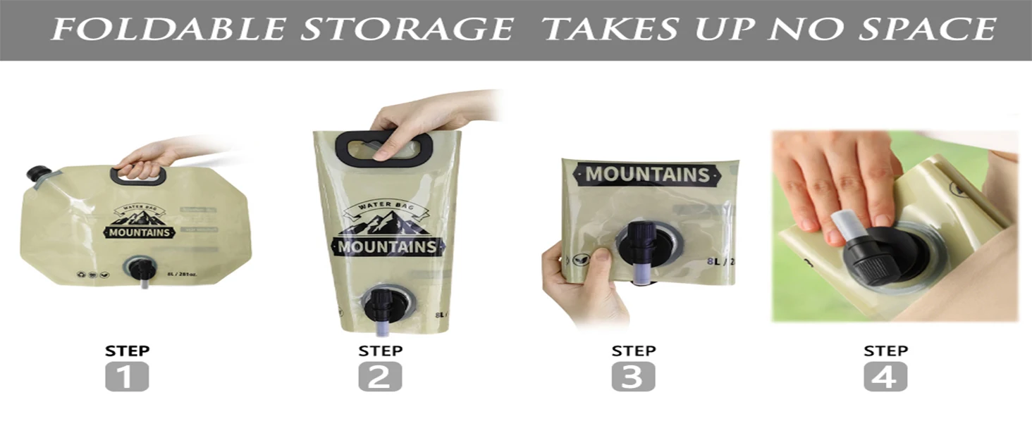 Outdoor Collapsible Water Storage Bag With Faucet Valve Plastic Water Bag 8-Liter 19 Outdoor Collapsible Water Storage Bag With Faucet Valve Plastic Water Bag 8-Liter