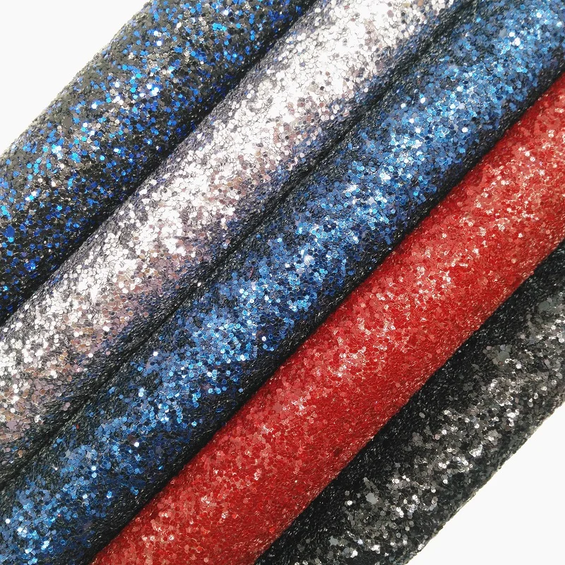 Glitter Fabric Synthetic Leather Chunky Glitter Leather Fabric