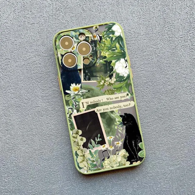 Retro Schwarze Katze Weißes Kätzchen Illustration Handyhülle für iPhone 17 16 15 14 13 11 12 Pro Max Mini 15 16 Plus Hülle Niedliche Cartoon-Optik – Detail 3