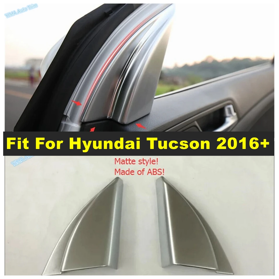

Car Inner Window Pillar A Front Door Triangle Decoration Cover Trim Kit Fit For Hyundai Tucson 2016 - 2020 Interior Accessories