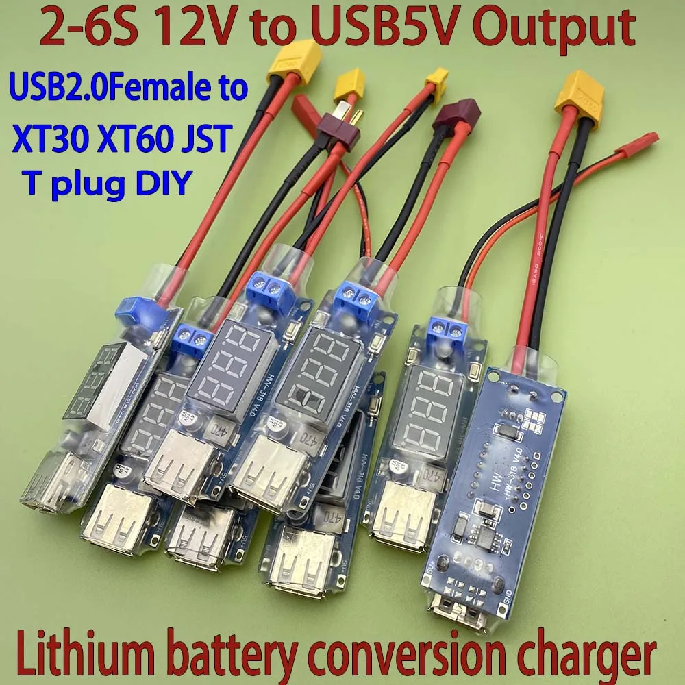 S989d5d64e3eb41d9b2f425c930983e35f.jpg 2S-6S Lipo batterie XT XT60 prise vers USB 2.0 5V 2A connecteur de Charge convertisseur adaptateur LCD T prise Batteries module de télécommande