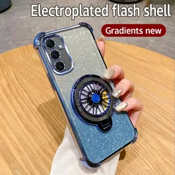 Magsafe Magnetic Case Gyro Holder with Clear Bracket Cover for Huawei P50 Pro (Glitter blue)