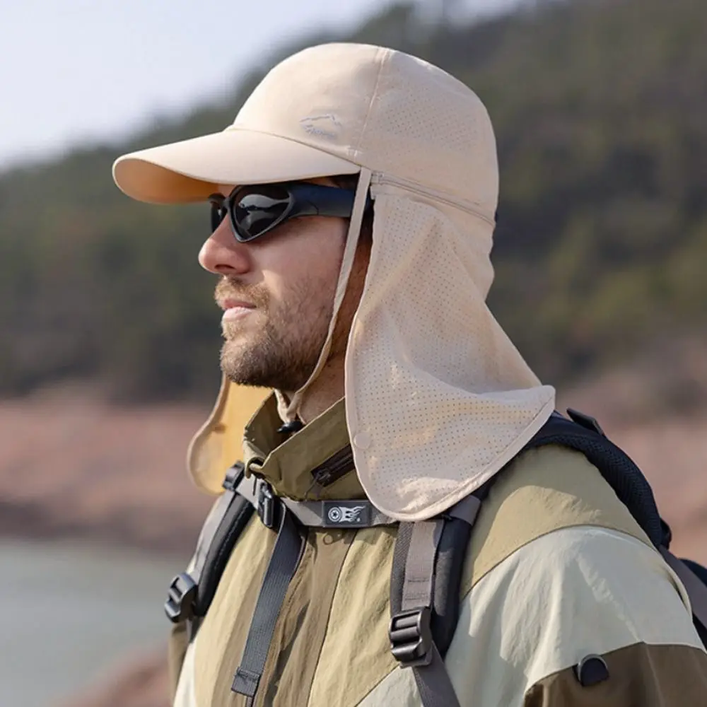 Waterproof Nylon Sun Hat with Detachable Shawl for Men and Women