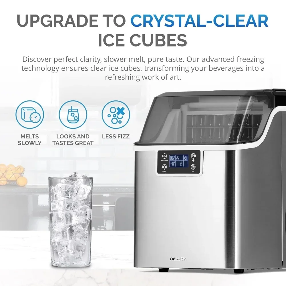 45lbs/Day Ice Cube Machine, Self-Cleaning Function and Ice Thickness, Portable Mak