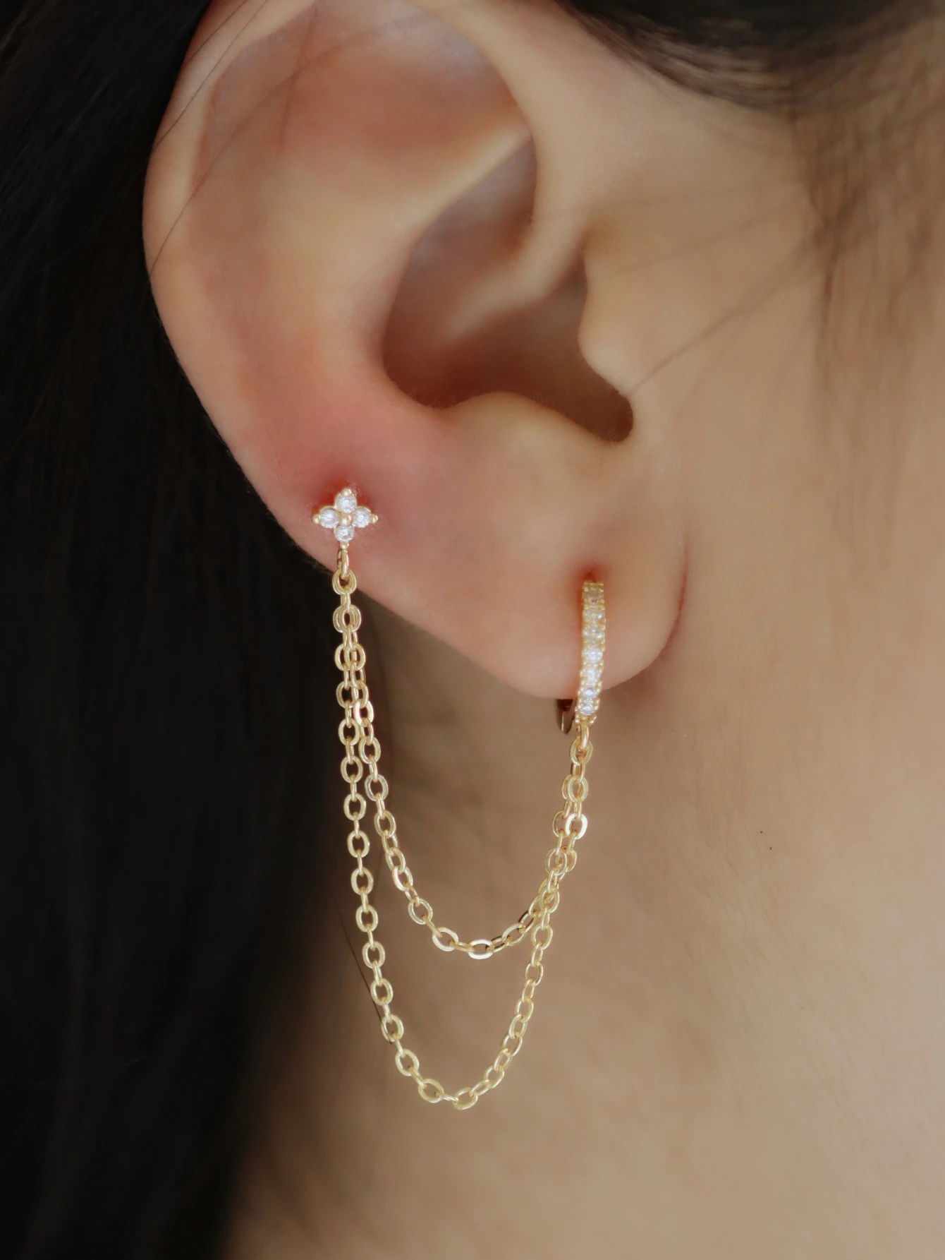Gold Copper CZ Ear Cuff