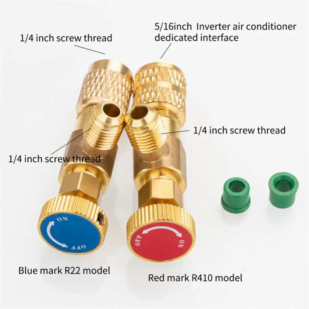 Soupape de sécurité de climatisation, adaptateur de liquide de sécurité de  charge, raccord rapide, pièces d'outils à main, R410, R22, 1/4 , 2 pièces