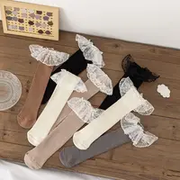 Lace Ruffle Princess Calf Socks 1-8year Kids Knit Stockings Autumn Leg Warmer Solid Color Kids Knee Socks Cotton Long Stockings 2