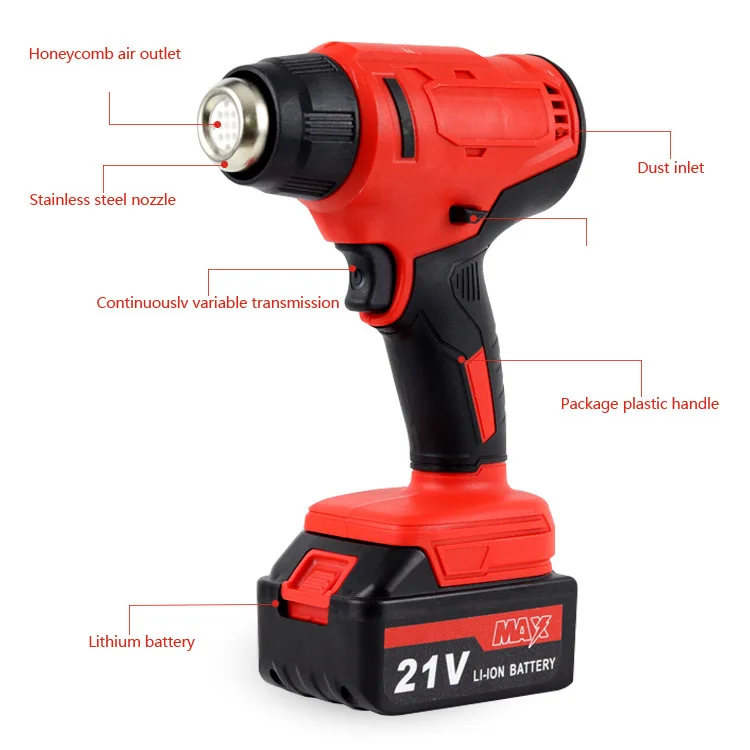 Lithium Battery Rechargeable Heat Gun, Small Wireless Plastic Welding Gun, High-power Portable Heat Shrinkable Film Baking Gun