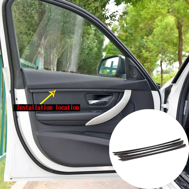 

Car Styling 4 pcs for BMW 3 Series GT F34 2013-2019 Real carbon fiber car Interior Door Decoration Strips Trim Car Accessories