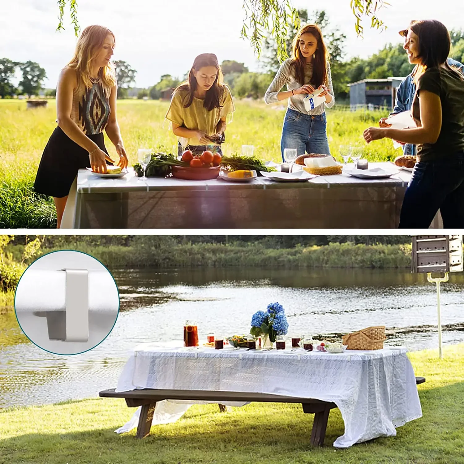 Tablecloth Clips 6Pcs Stainless Steel Table Clips Table Cloth Cover Clamps Cloth Holders for Outdoor Parties Weddings Camp table cloth clips