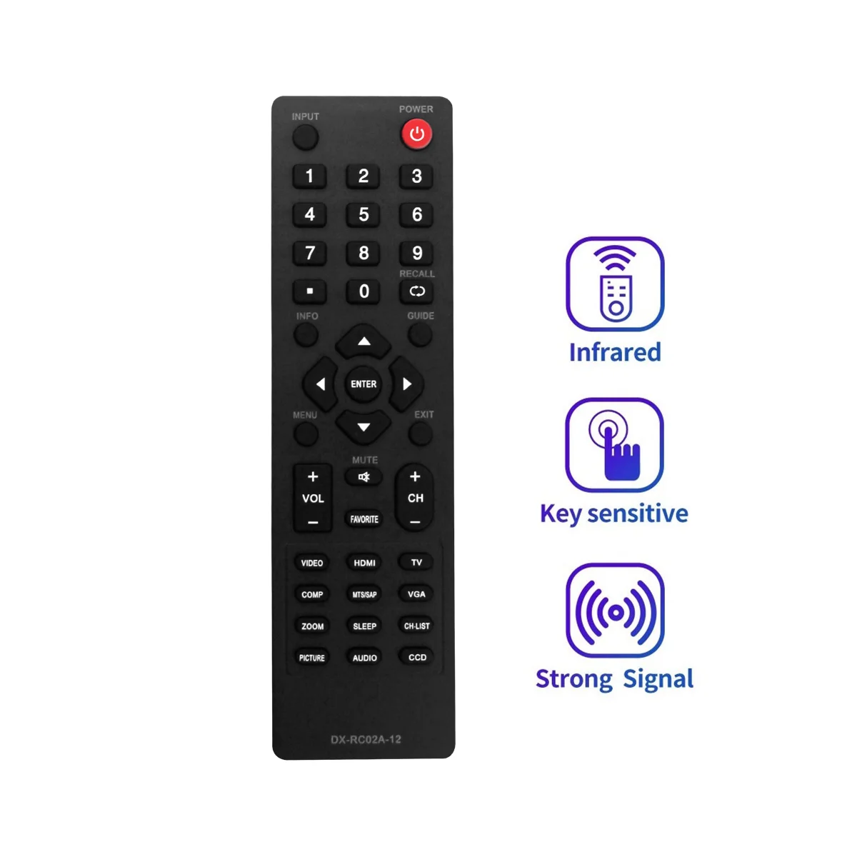 Dynex DX-32E250A12 DX-24E150A11 DX-19LD150A11 DX-L42-10A DX-L40-10A LCD HDTV TV용 DX-RC02A-12 리모컨 교체