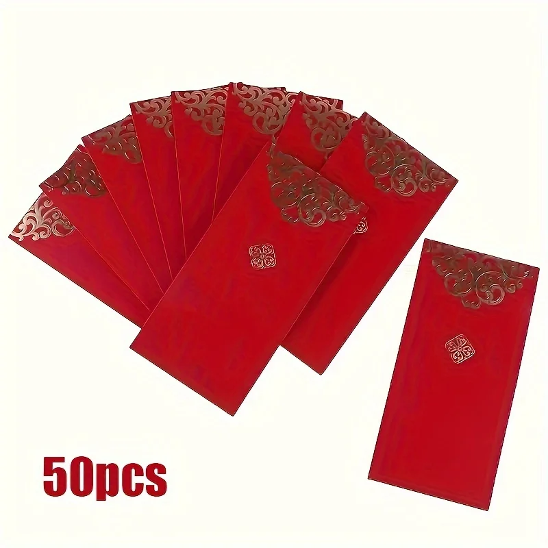 

50pcs Year Of The Dragon Red Envelope 2024 Chinese New Year Money Envelope Chinese New Year Decoration Creative Red Packet Bag