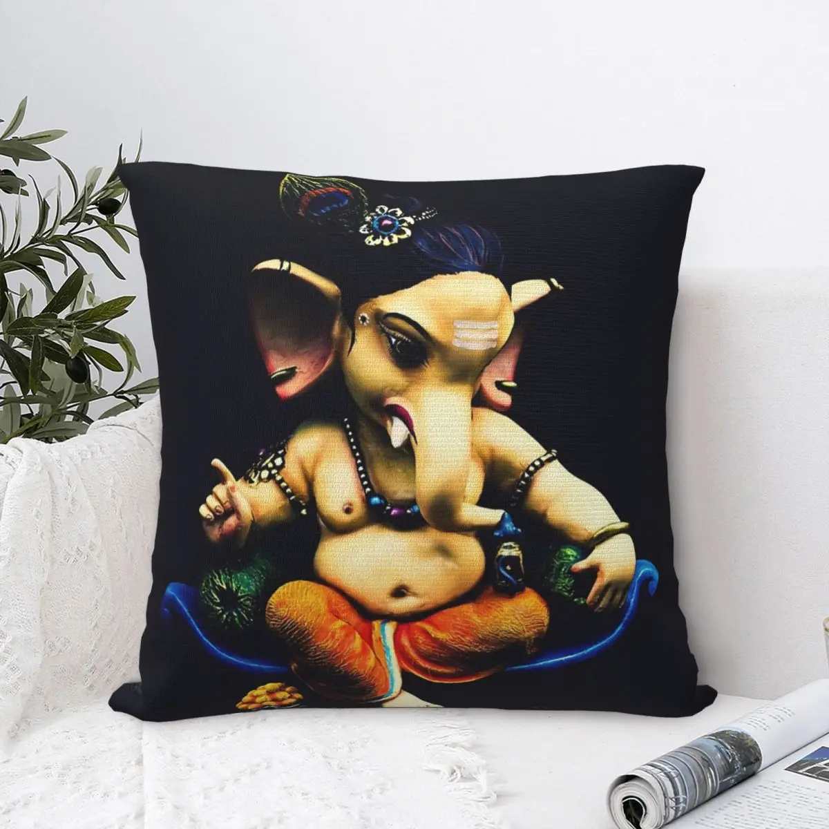 

Cool Chaturthi Throw Pillow Case Hindu India God Indian Gods Lord Ganesh Cushion Home Sofa Chair Print Decorative Hug Pillowcase