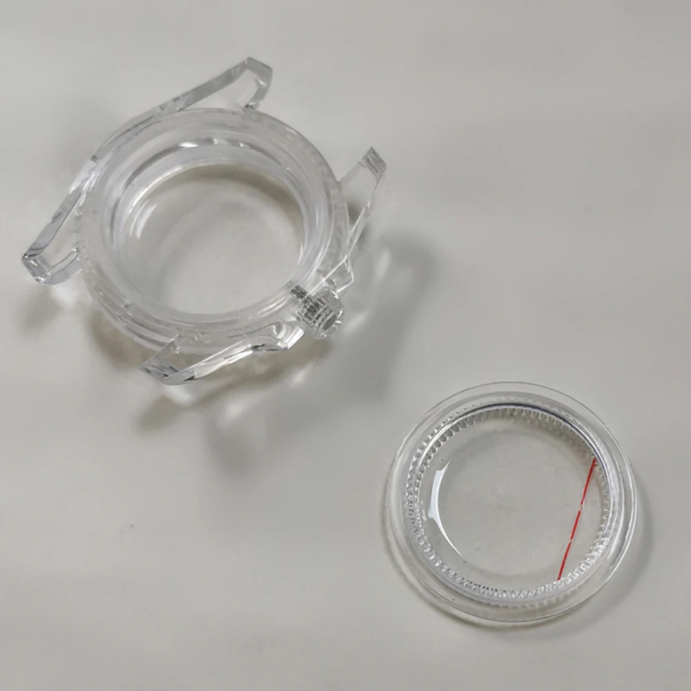 40mm Transparent Plastic Case Acrylic Mirror Green Luminous Watch Case for 8215 8200 821A and Mingzhu 2813 Automatic Movement