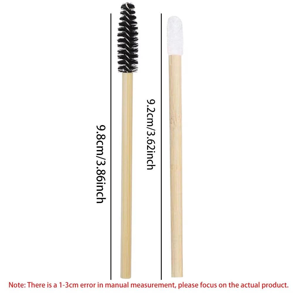 50/100pcs 립 브러쉬 세트 일회용 대나무 손잡이 속눈썹 브러쉬 립스틱 글로스 완드 애플리케이터 메이크업 도구 속눈썹 애플리케이터