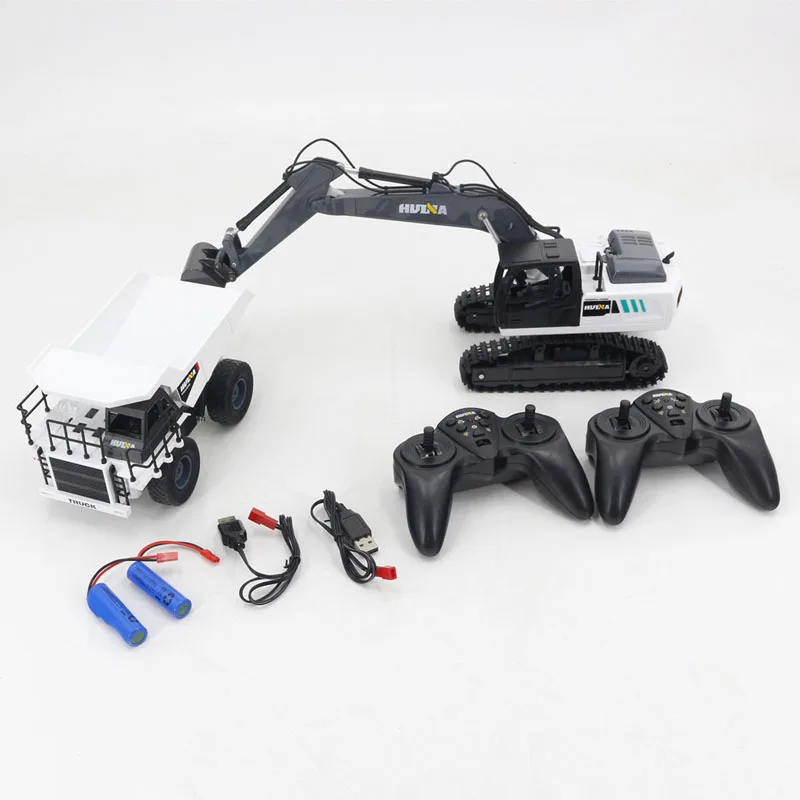 

Huina New Product 1559 9ch 1:24 Alloy Remote Control Excavator+dump Truck Set Remote Control Electric Engineering Vehicle