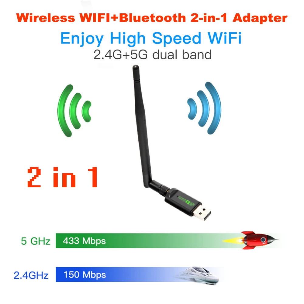 Беспроводной Wi-Fi адаптер 600 Мбит/с Bluetooth |