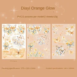 Butterfly Shadow PVC Transfer Stickers - 2 Pack for Scrapbooks and Diaries (175*110mm) (F Butterfly Orange)
