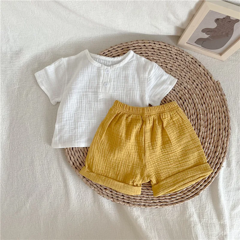 MILANCEL 2022 Summer Baby Clothing Set  LinenTee and Shorts 2 pcs Boys Suits Infant Girls Suit baby clothes mini set