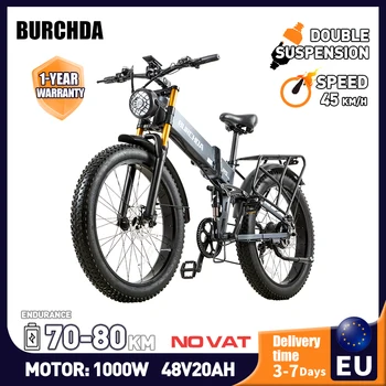 BURCHDA R5Pro Bicicletta elettrica per adulti da 1000 W, batteria 48V20Ah, Ebike da montagna con pneumatici grassi da 26 pollici, bici elettrica pieghevole da città MTB