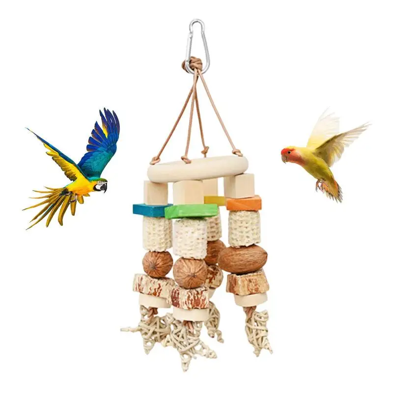 

Parrot Cage Chewing Toys Bird Toys For Cage Bird Toys For Parakeets Parrot Toys Wooden Blocks Corn Cobs Hangings Chewing Toys