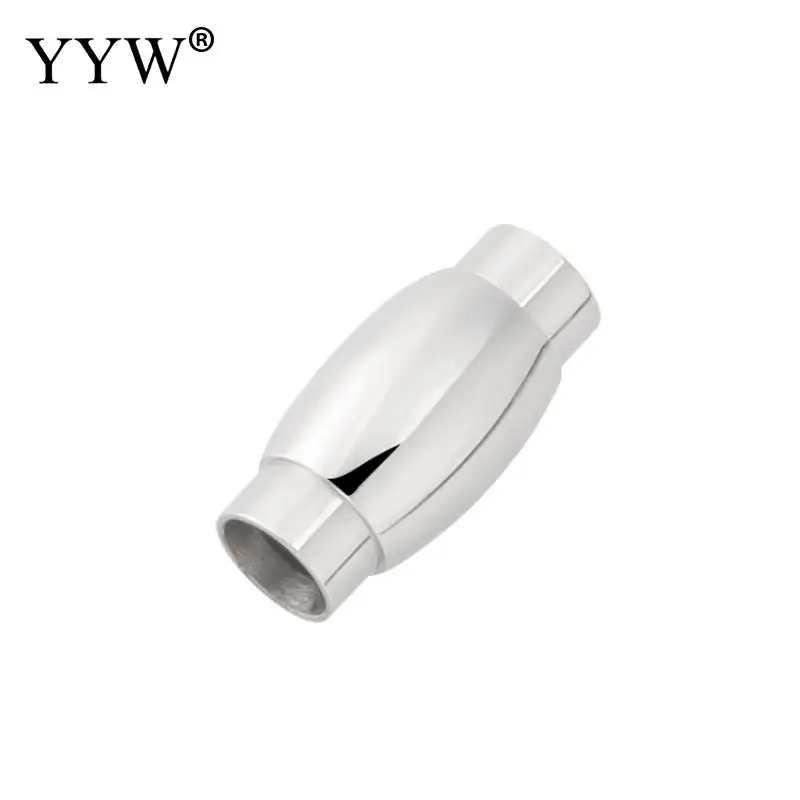 10Sets/Lot Stainless Steel Olive Shape Strong Magnetic Clasps 19x7mm Hole:Approx6mm For Jewelry Making Leather Bracelet Necklac