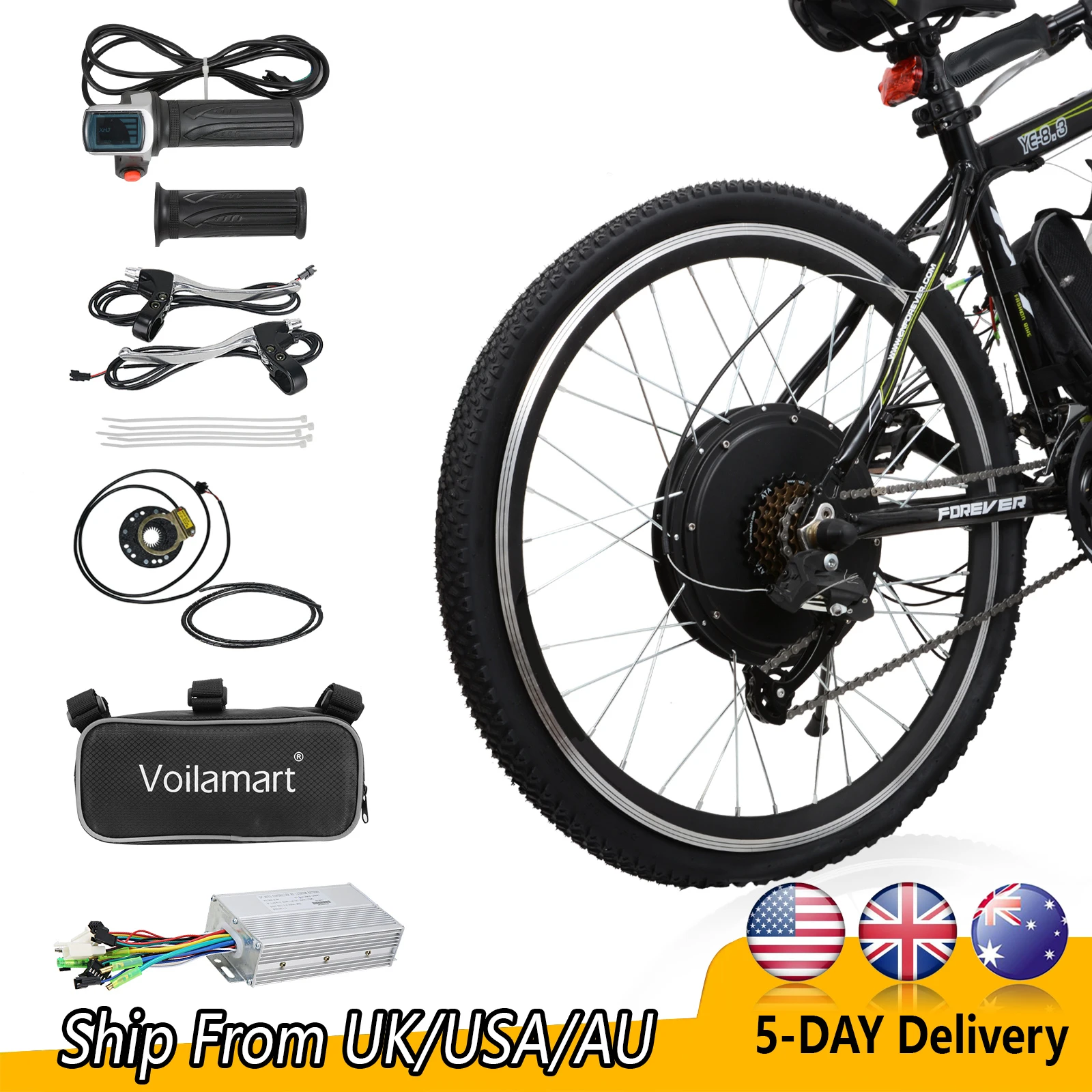 Voilamart Kit de conversión de bicicleta eléctrica, Motor de de rueda trasera 26 pulgadas, 48V, 1000W|Kit conversión| AliExpress