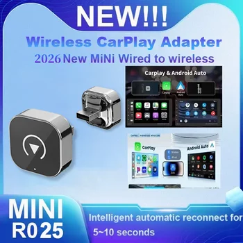 Adaptador CarPlay/Android Auto 2026, de Cable a Inalámbrico, para Apple y Android, Plug and Play, Accesorio Universal para Auto, Último Modelo 1