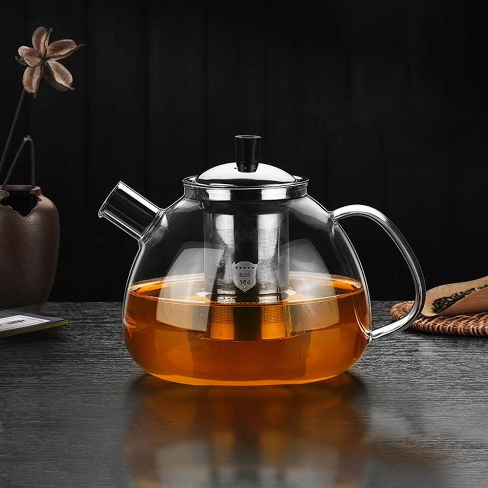 Glass Teapot With Tea Infuser, Heat Resistant Thicken Glass Tea