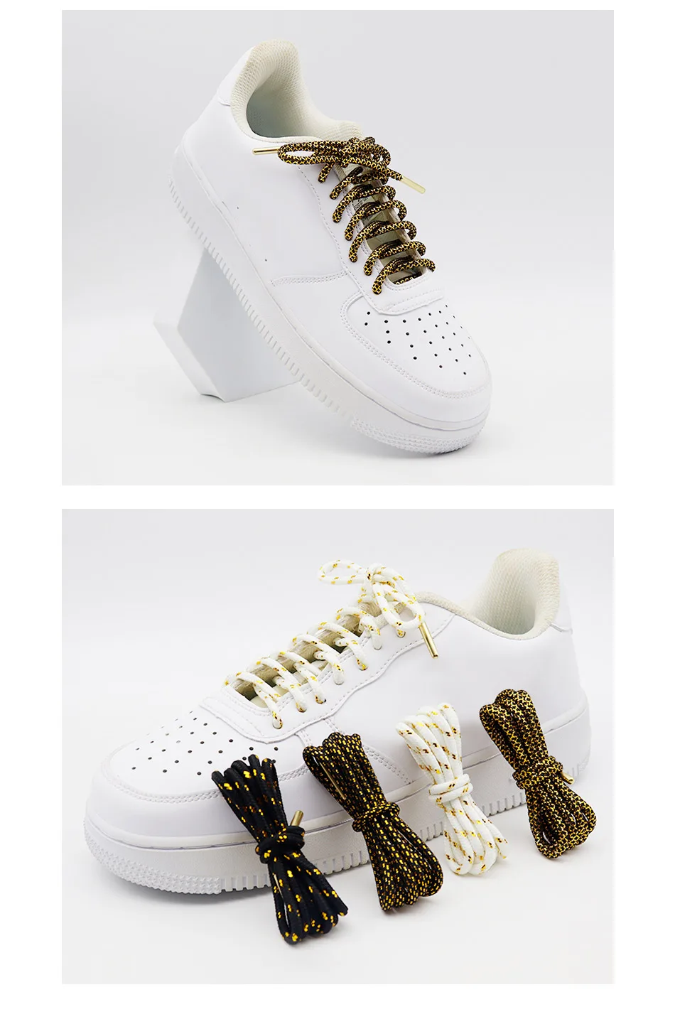 Round Polyester Shoestring Gold Metallic Laces Pointed Promotional Custom Double Twill Metal Cord Lacet 0.45cm Width Shoelaces