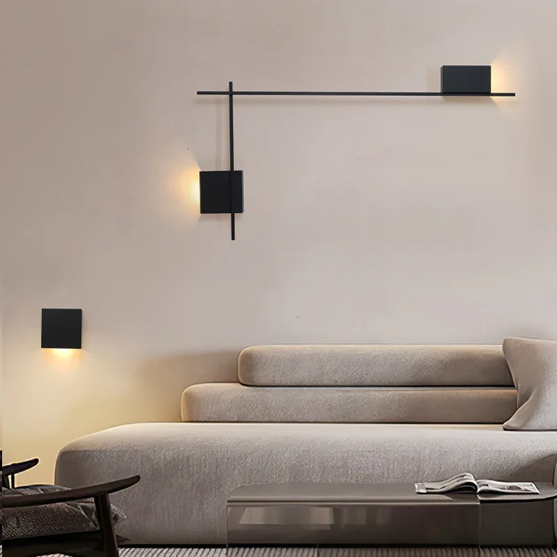 New Nordic Minimalist Designer Living Room Sofa Background Wall Light Strip Combination Wall Light Staircase Corridor