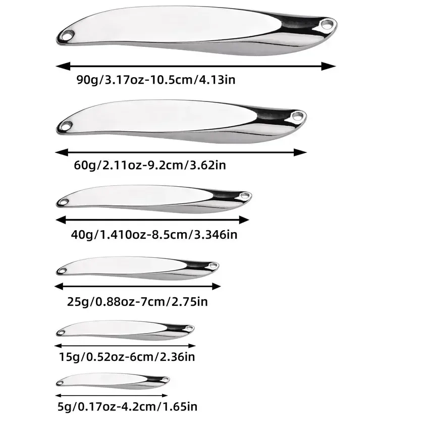 3PCS Hard Bait Silver Spoon Jigging Lure Metal Treble Hook Casting Blade Spinner Trolling Spoons Stainless Sheel Spinner Bait