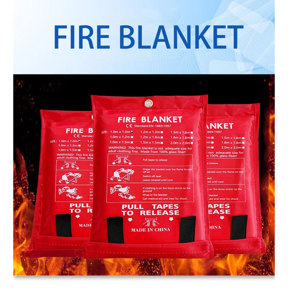 Fire Blanket Fiberglass Fire Blanket 1.5M Fire Shelter Fiberglass Flame Retardant Emergency Survival Safety Cover Emergency Blanket